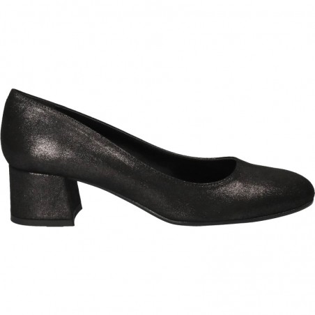 Pantofi negri, glamour, cu toc mic