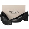 Pantofi negri, glamour, cu toc mic