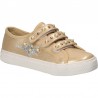 Pantofi trendy aurii, cu perle, pentru fete
