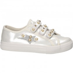 Espadrile alb perlat, cu scai