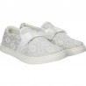 Espadrile albe, din dantela, cu funda