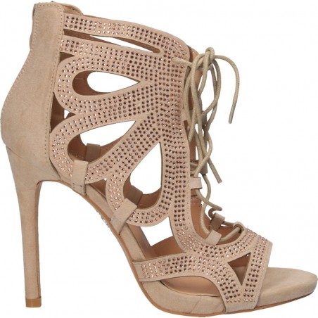 Sandale fashion, cu strasuri, culoarea bej