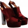 Sandale din catifea bordo, cu toc inalt