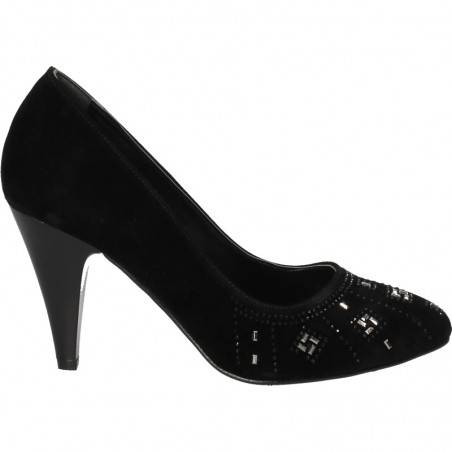 Pantofi catifea neagra, cu strasuri