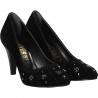 Pantofi catifea neagra, cu strasuri