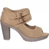 Sandale fashion, maro, cu toc inalt