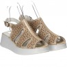 Sandale dama, glamour, bej auriu, piele