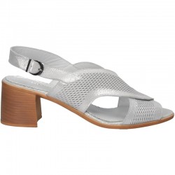 Sandale elegante, toc mediu, din piele