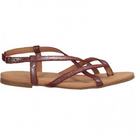 Sandale flip flops, bordo, piele naturala