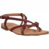 Sandale flip flops, bordo, piele naturala