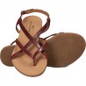 Sandale flip flops, bordo, piele naturala