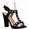 Sandale fashion negre, cu perle