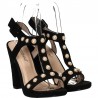 Sandale fashion negre, cu perle