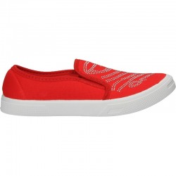 Espadrile de dama, rosii, cu strasuri