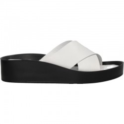 Saboti fashion, albi, piele naturala