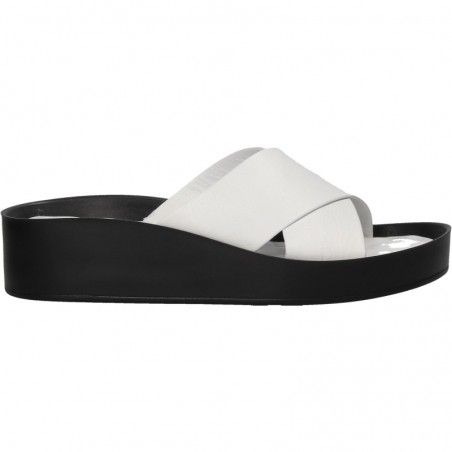 Saboti fashion, albi, piele naturala