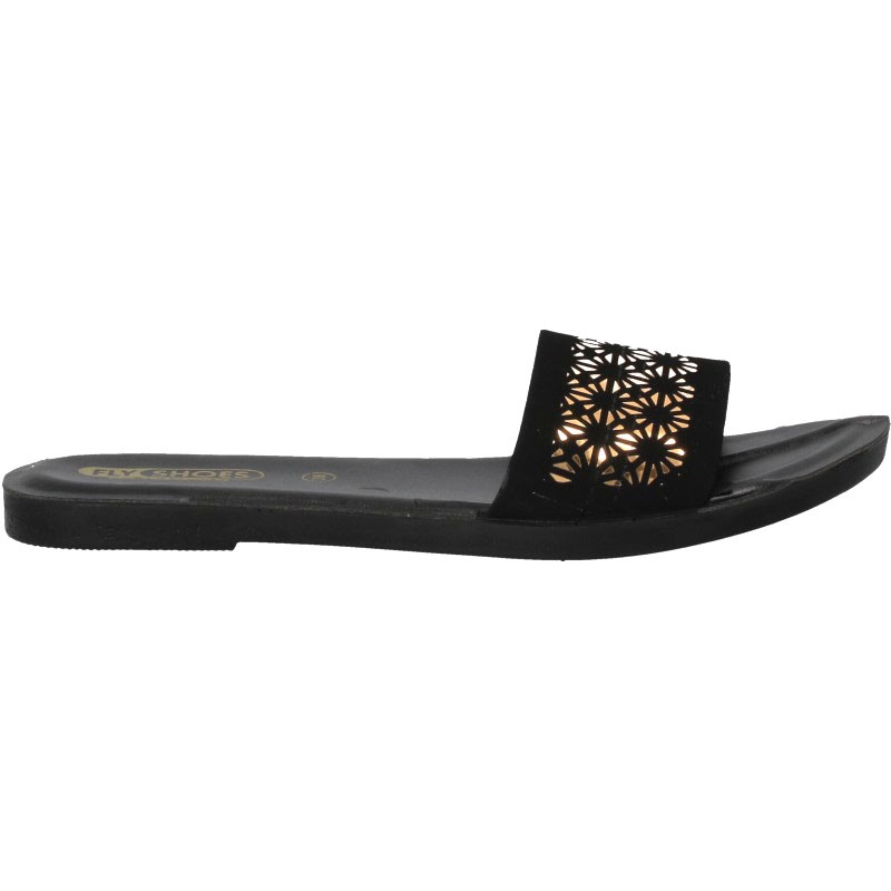 Papuci de dama, moderni, negru cu auriu Papuci de dama, moderni, negru cu auriu