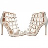 Sandale fashion, albe, cu toc inalt
