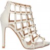Sandale fashion, albe, cu toc inalt