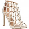 Sandale fashion, albe, cu toc inalt