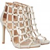 Sandale fashion, albe, cu toc inalt