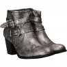 Botine fashion, argintii, cu perforatii