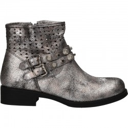 Ghete glamour, argintii, cu capse 3D