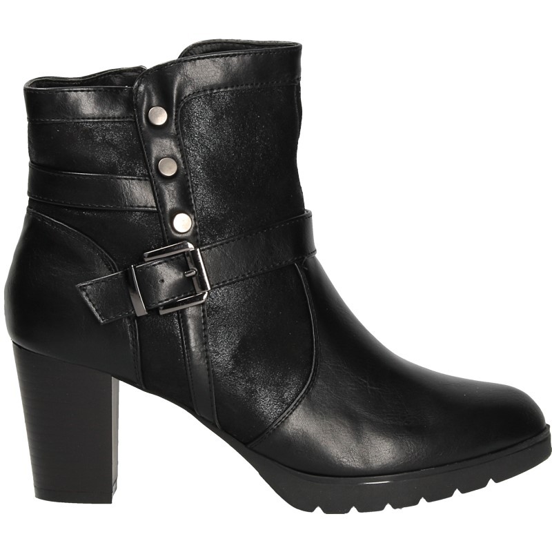 Botine fashion, negre, cu toc mediu