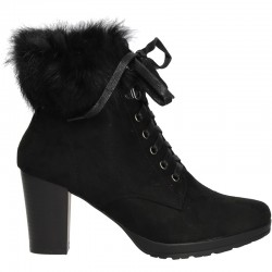Botine elegante, negre, cu toc mediu