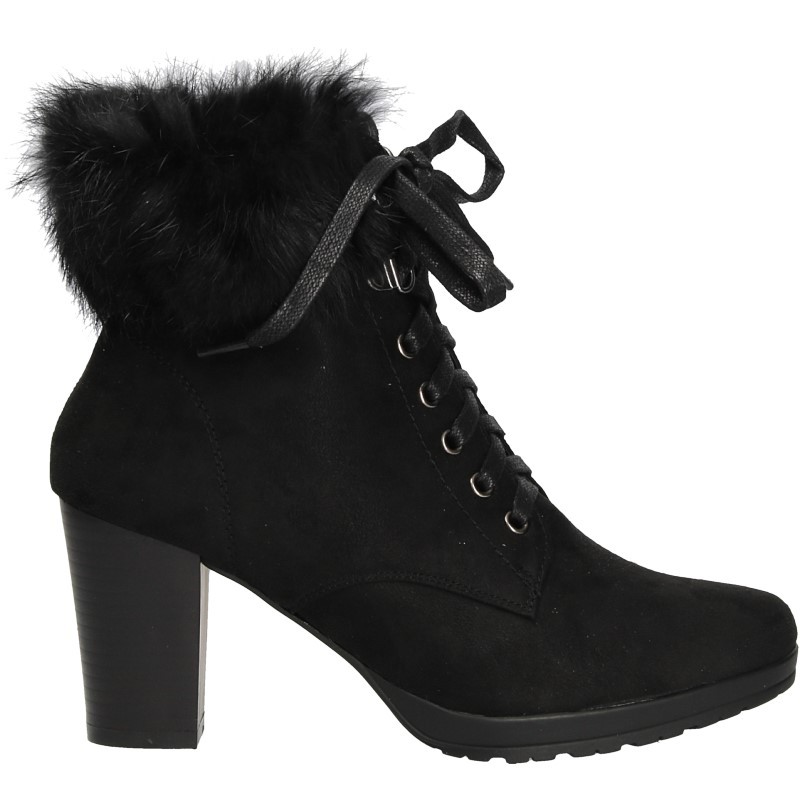 Botine elegante, negre, cu toc mediu Botine elegante, negre, cu toc mediu