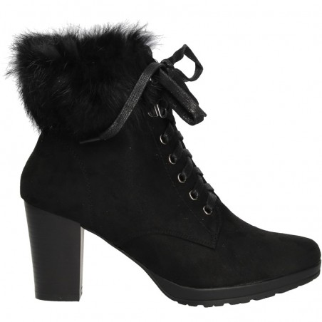 Botine elegante, negre, cu toc mediu