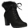 Botine elegante, negre, cu toc mediu