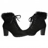 Botine elegante, negre, cu toc mediu