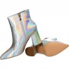 Botine ascutite, toc gros, argintii