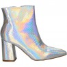 Botine ascutite, toc gros, argintii
