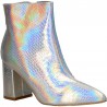 Botine ascutite, toc gros, argintii