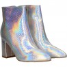 Botine ascutite, toc gros, argintii