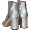 Botine ascutite, toc gros, argintii
