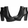 Botine chic, negre, cu toc robust