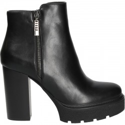 Botine chic, negre, cu toc robust