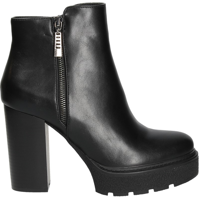 Botine chic, negre, cu toc robust Botine chic, negre, cu toc robust