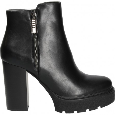 Botine chic, negre, cu toc robust