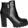 Botine chic, negre, cu toc robust