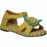 Sandale din piele ecologica, model floral, galbene