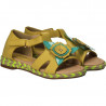 Sandale din piele ecologica, model floral, galbene
