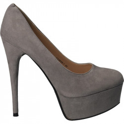 Pantofi femei extravaganti, din textil gri