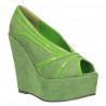 Pantofi dama, fashion, cu platforma, decupati, verzi