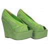 Pantofi dama, fashion, cu platforma, decupati, verzi