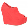 Pantofi dama, fashion, cu platforma, decupati, rosii