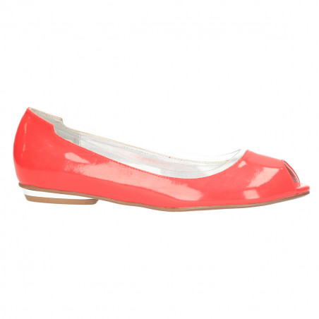 Pantofi femei, de vara, decupati, rosii, cu aspect lacuit